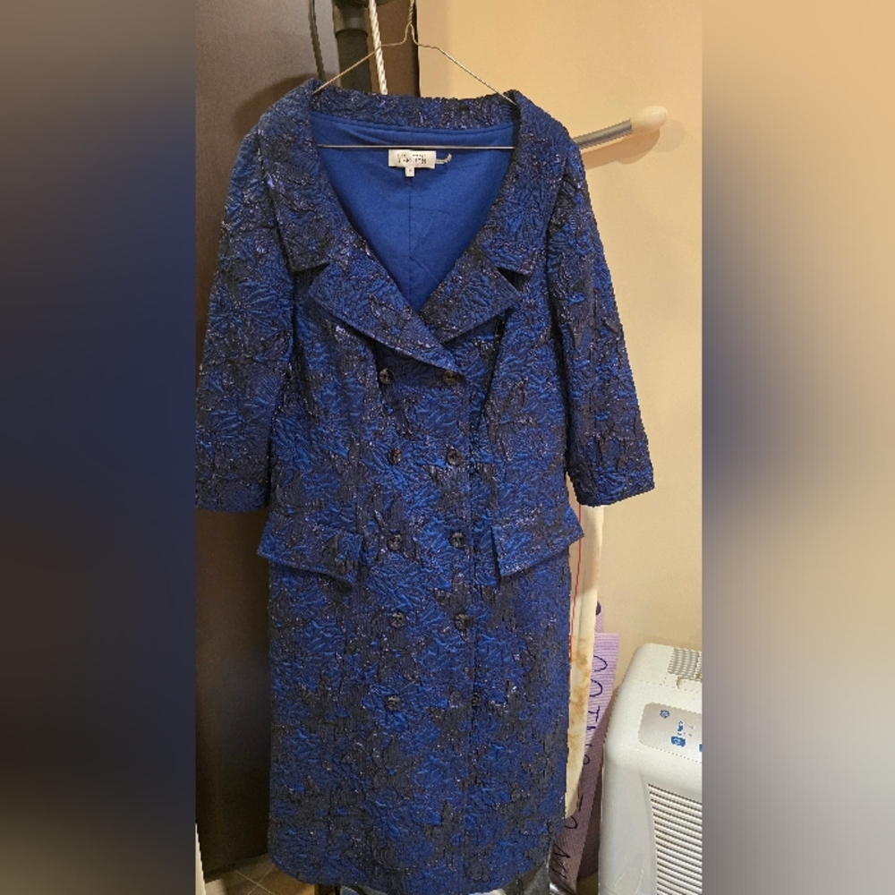 Tery Jon Elegant Blue Textured Dress